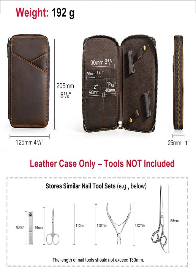 كونتاكتس حقيبة أدوات العناية بالأظافر للرجال من الجلد الطبيعي بالكامل، حقيبة فارغة مصنوعة يدوياً (الحقيبة فقط) - Image 4